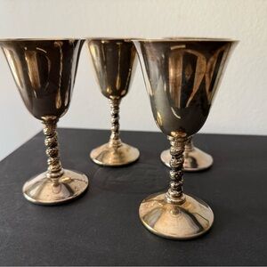 Vintage Valero EPB Wine Goblets Made in Spain Silver Plate